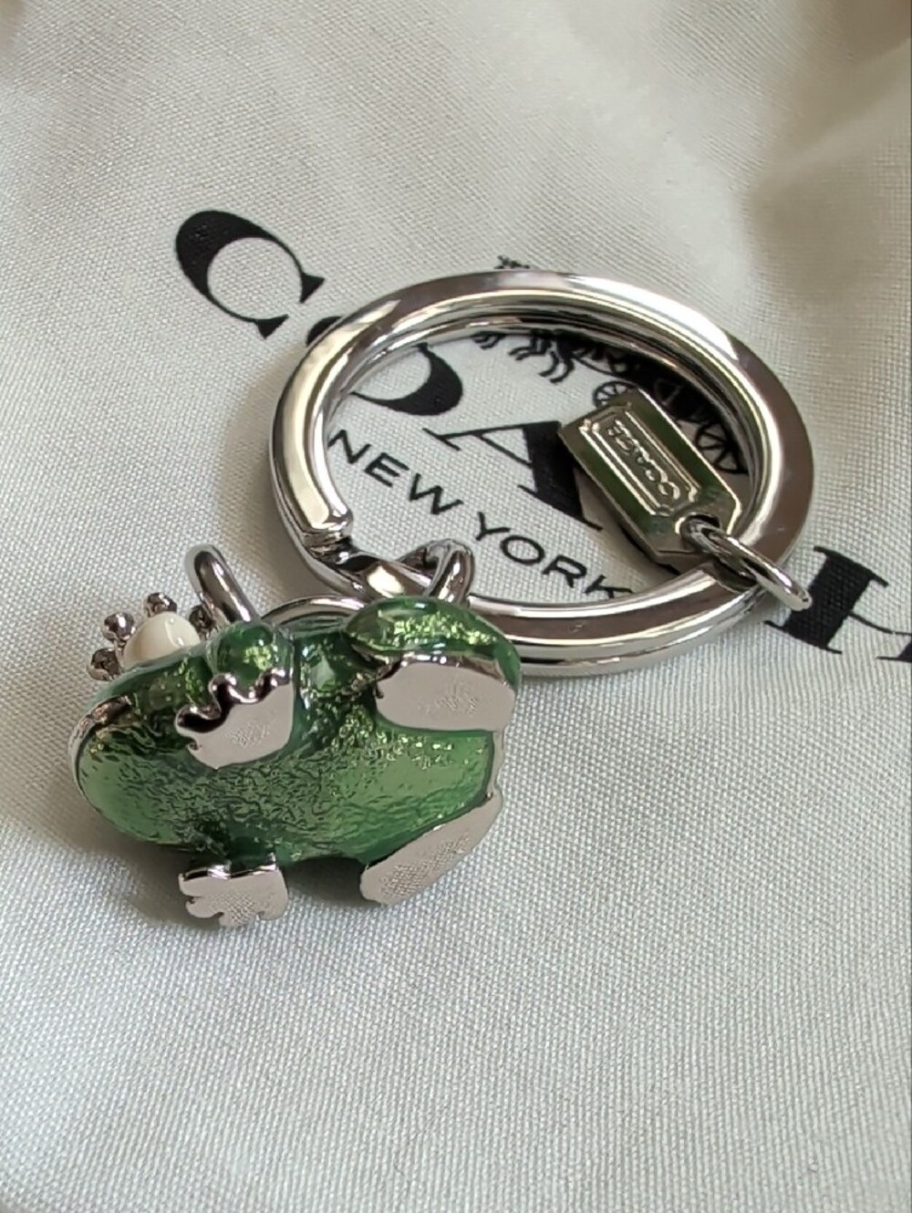 Coach Frog Prince Enameled Keychain With Swarovski Crystals (92448) EUC - Picture 4 of 7